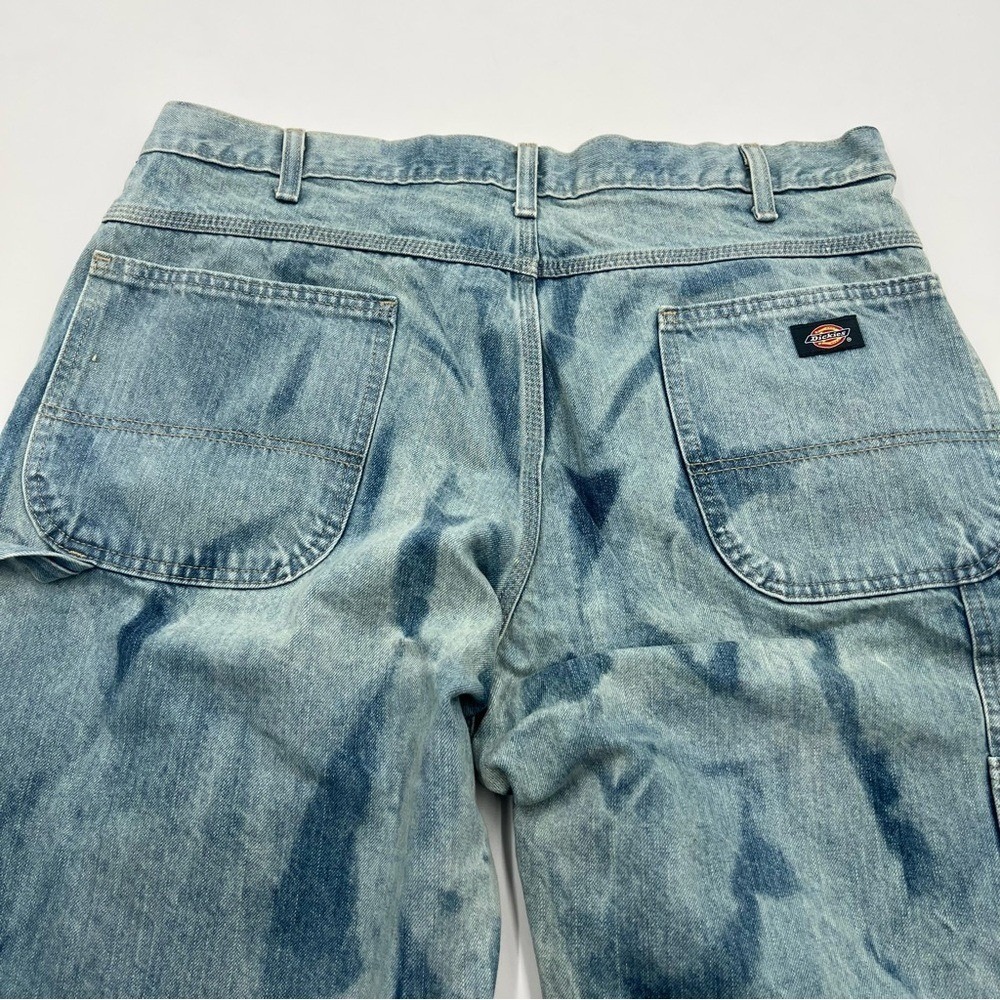 Dickies Mens Acid Wash Carpenter Jeans Blue Denim Utility Work Pants 38x34